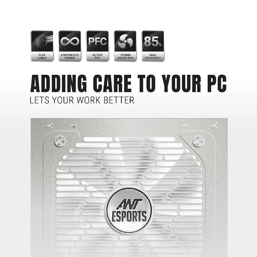 Ant Esports RX550 550w 80 Plus Bronze Gaming Power Supply White view 3